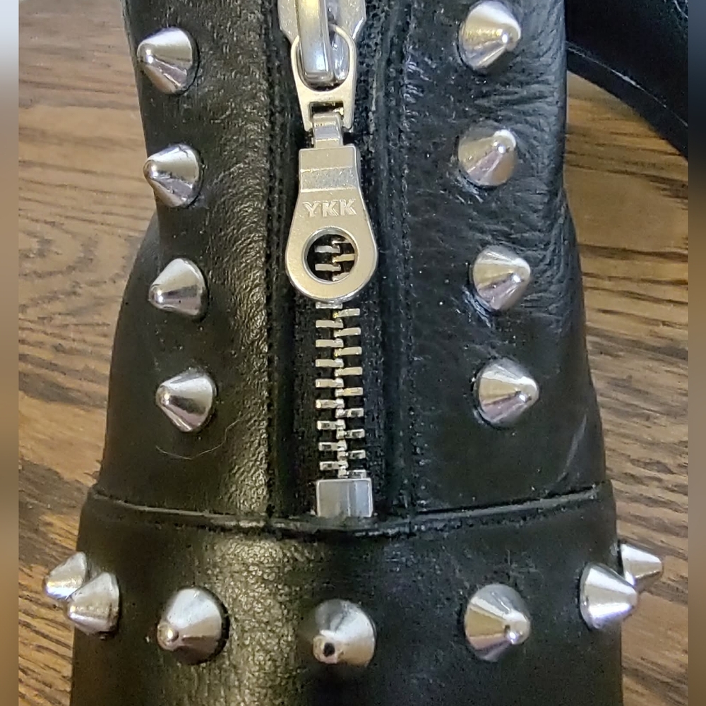Modern Vice Vicious Black Italian Leather Studded Mules Goth Punk Industrial - Picture 6 of 11